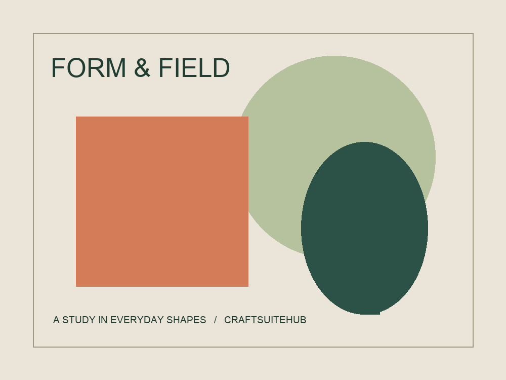 Original botanical poster sample with geometric shapes and warm paper colors